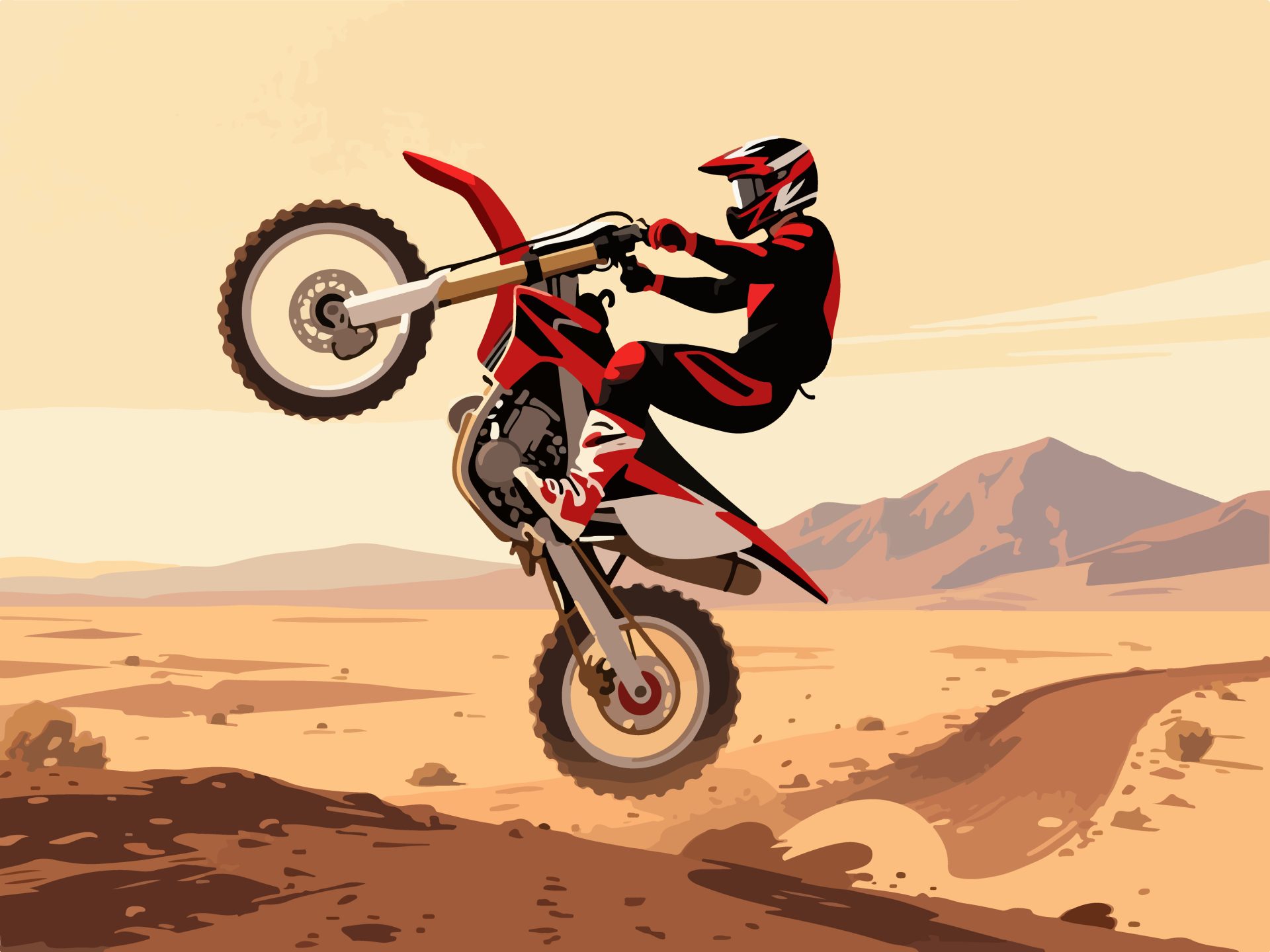 Motocross Rider Backflip - Flat 2D Vector Illustration