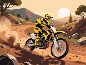 Motocross Rider Racing on Dirt Track - Flat Vector Design