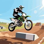 Motocross Rider Jumping Over Obstacle - Flat 2D Vector