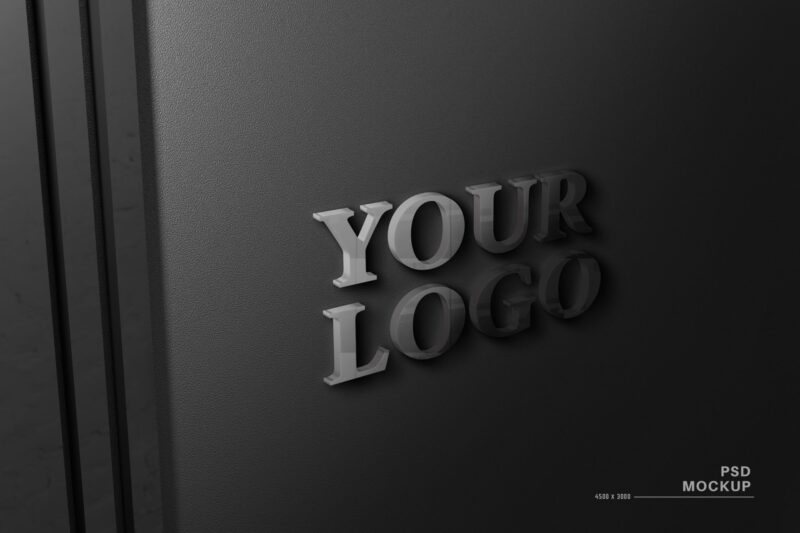 Black Wall with Shiny Glass Logo Mockup