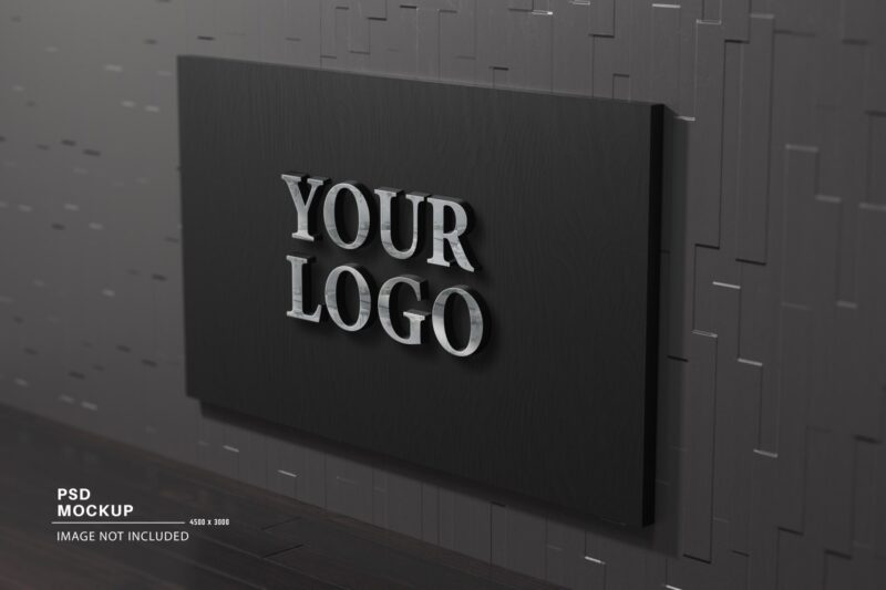 Strong Glass Shiny Side Perspective Logo Mockup