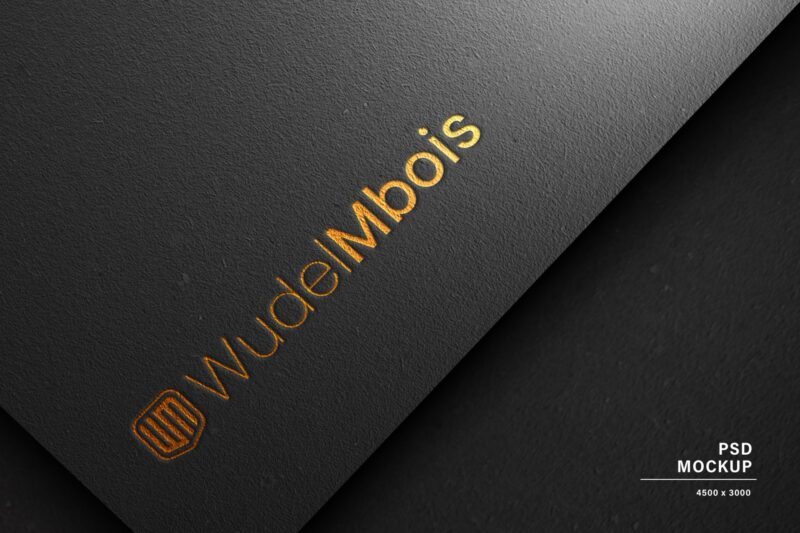 Black Paper with Debossed Gold Logo Mockup