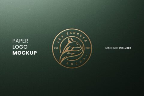 Luxury Green Paper Logo Mockup