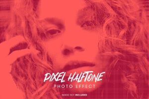 Pixel Halftone Photo Effect