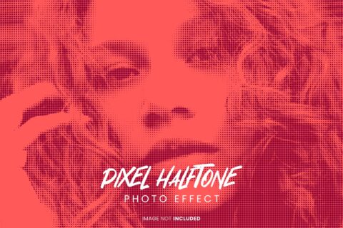 Pixel Halftone Photo Effect