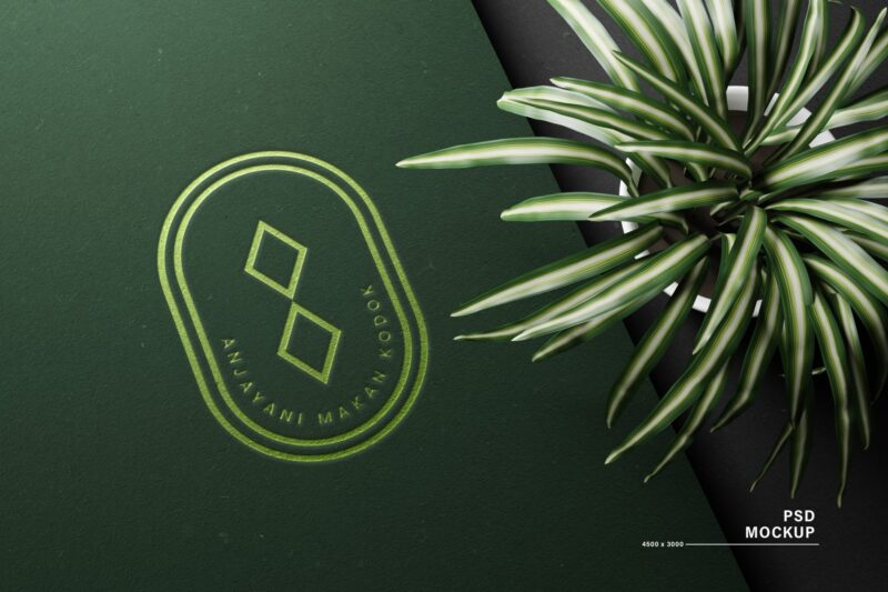 Elegant Green Paper Logo Mockup