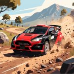 Rally Car Racing on Dirt Road - Flat 2D Vector Illustration