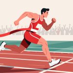 Runner Sprinting to Finish Line - 2D Vector Illustration