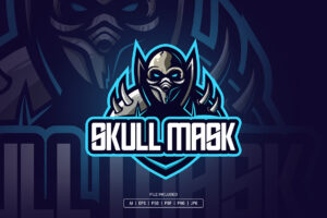 Skull with Mask Iron Esport Logo Template