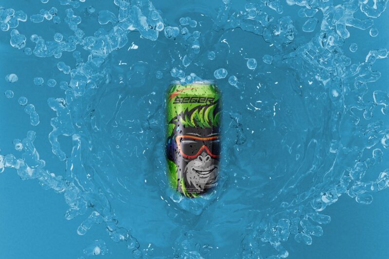 Soda Can Fall in Water Mockup