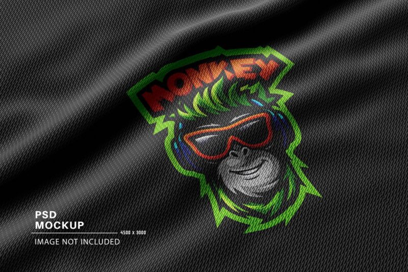 Mascot Logo on Wrinkled Black Leather Mockup