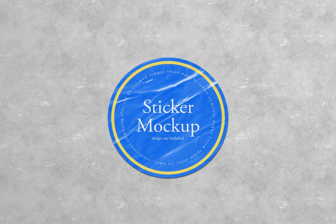 Glued Circle Plastic Sticker Mockup