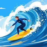 Surfer Catching the Perfect Wave - Flat 2D Vector Art