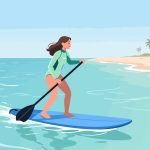 Surfer Paddling Out - Flat 2D Vector Illustration