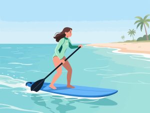 Surfer Paddling Out - Flat 2D Vector Illustration