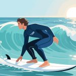 Surfer Preparing to Ride a Wave - Flat 2D Vector Design