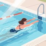 Backstroke Swimmer in Pool - Flat 2D Vector Illustration