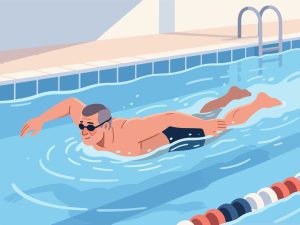 Breaststroke Swimmer in Pool - Flat 2D Vector Illustration