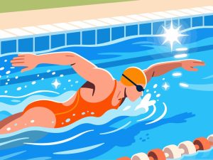 Butterfly Stroke Swimmer - Flat 2D Vector Illustration