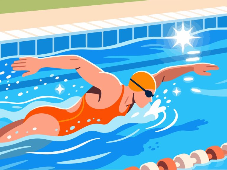 Butterfly Stroke Swimmer - Flat 2D Vector Illustration