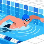 Swimmer Performing Butterfly Stroke - 2D Flat Design