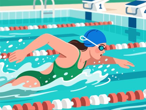 Swimming Competition Swimmer - Flat 2D Vector Illustration