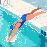 Swimmer Diving into Pool - Flat 2D Vector Design