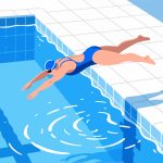 Swimmer Diving Into Pool - 2D Vector Illustration