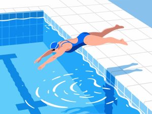 Swimmer Diving Into Pool - 2D Vector Illustration