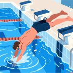 Swimmer Performing Flip Turn - 2D Vector Illustration