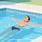 Swimmer Floating on Back in Calm Pool - Flat 2D Illustration