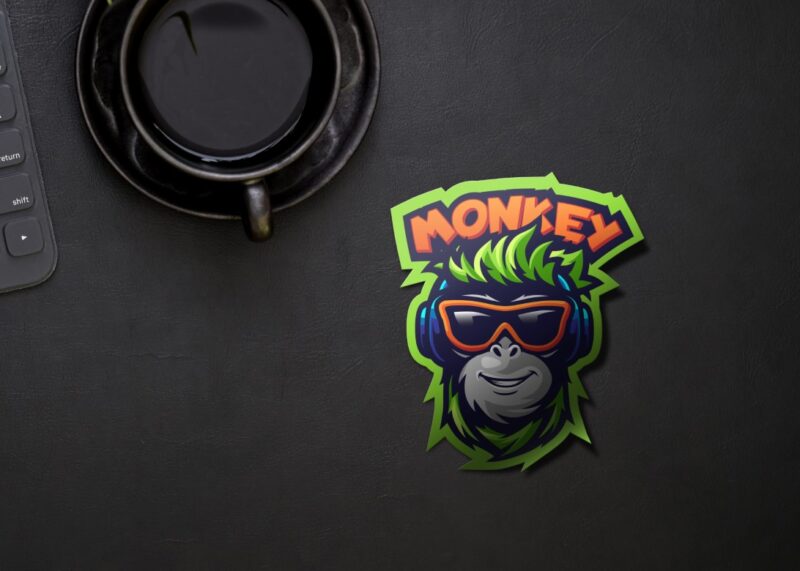 Sticker Mascot on Dark Leather Mockup