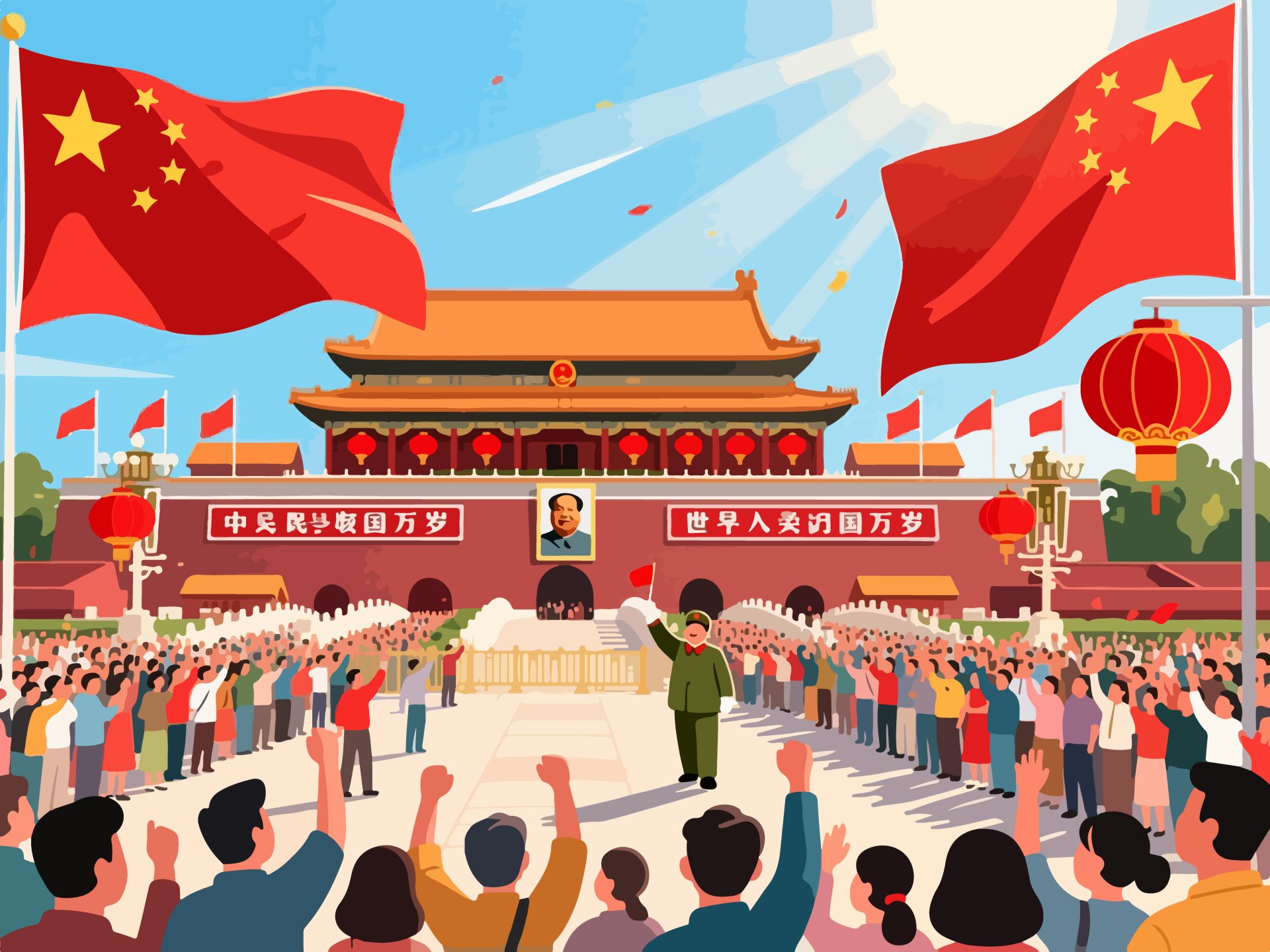 Tiananmen Square - National Day 2D Vector
