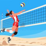 Volleyball Player Spiking the Ball - 2D Vector Illustration