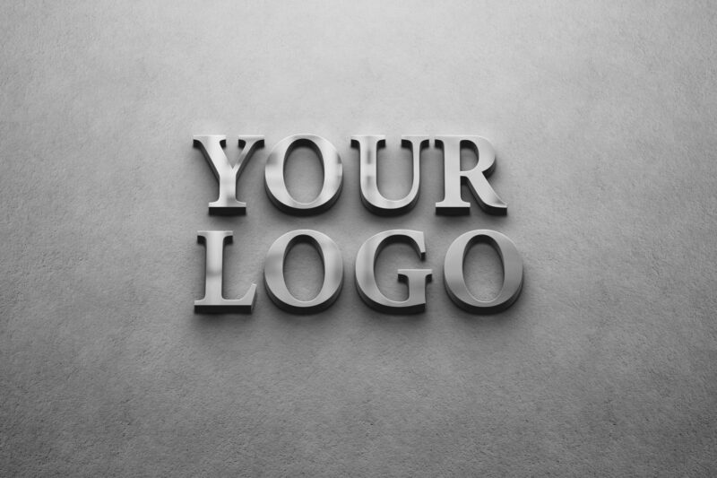 Shiny Logo on Wall Mockup