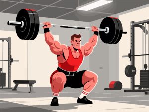 Weightlifter Lifting Barbell - 2D Flat Design
