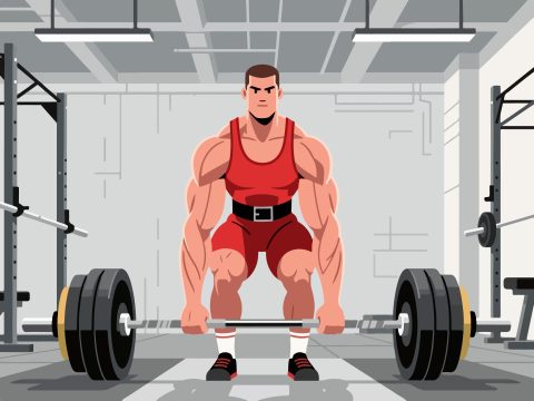 Weightlifter Preparing for Lift - 2D Vector Illustration