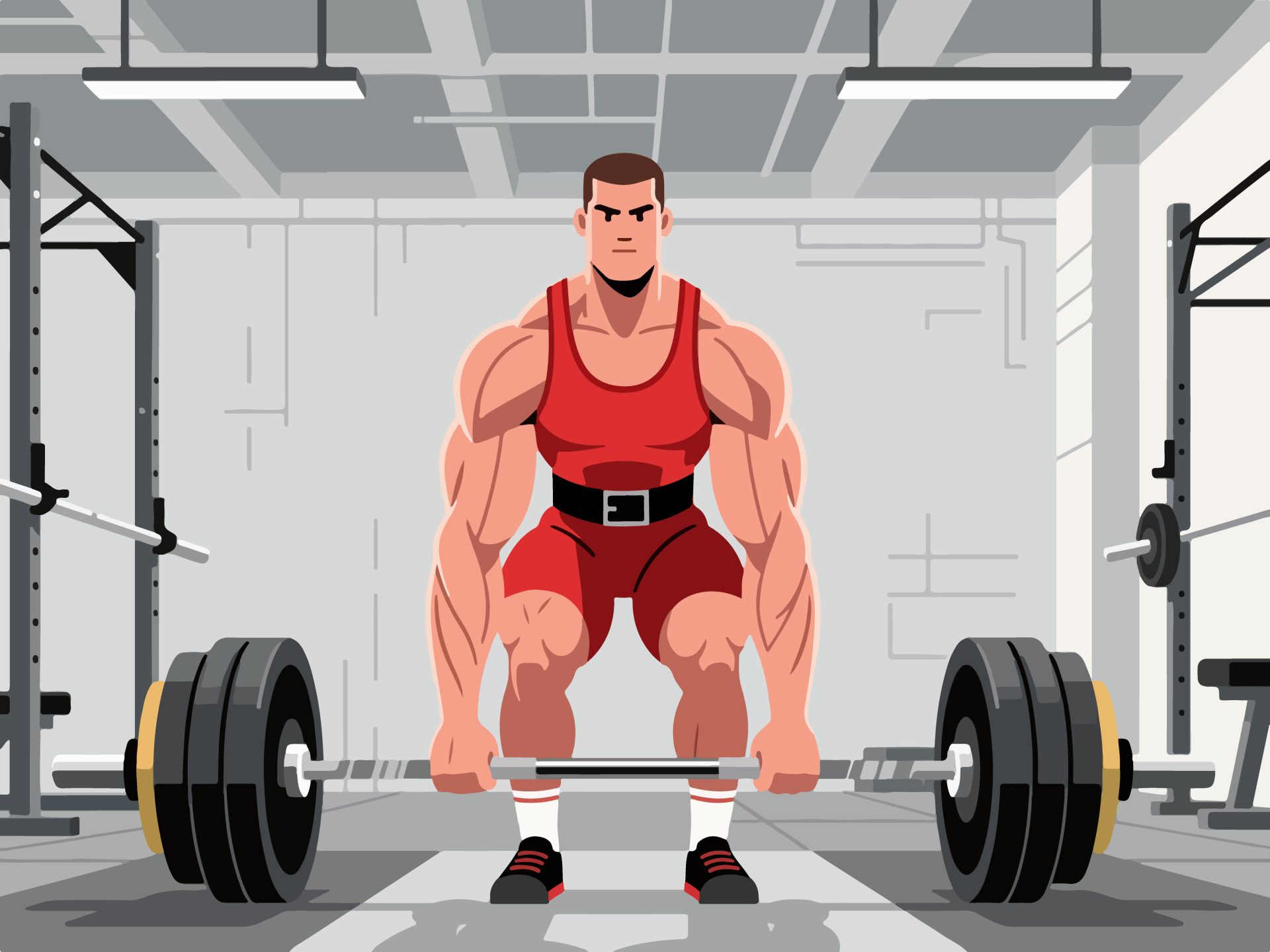 Weightlifter Preparing for Lift - 2D Vector Illustration